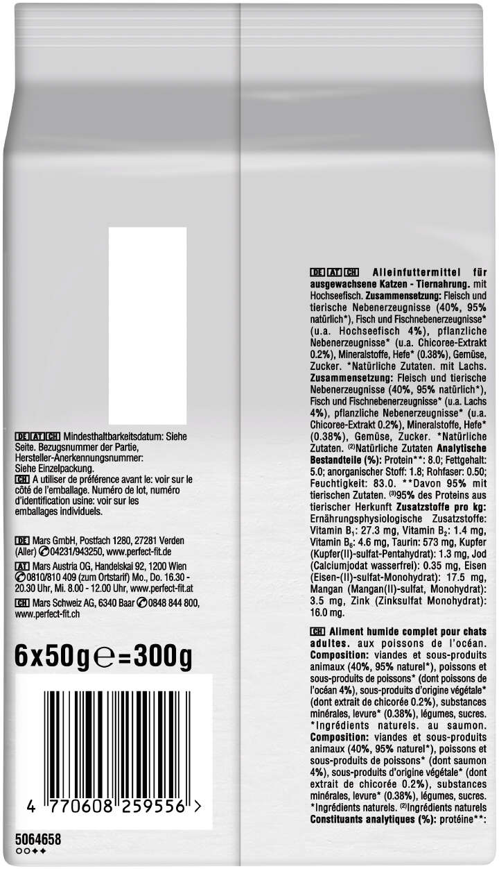 PERFECT FIT Katzen-Nassfutter Natural Vitality Adult 1+ Hochseefisch + Lachs